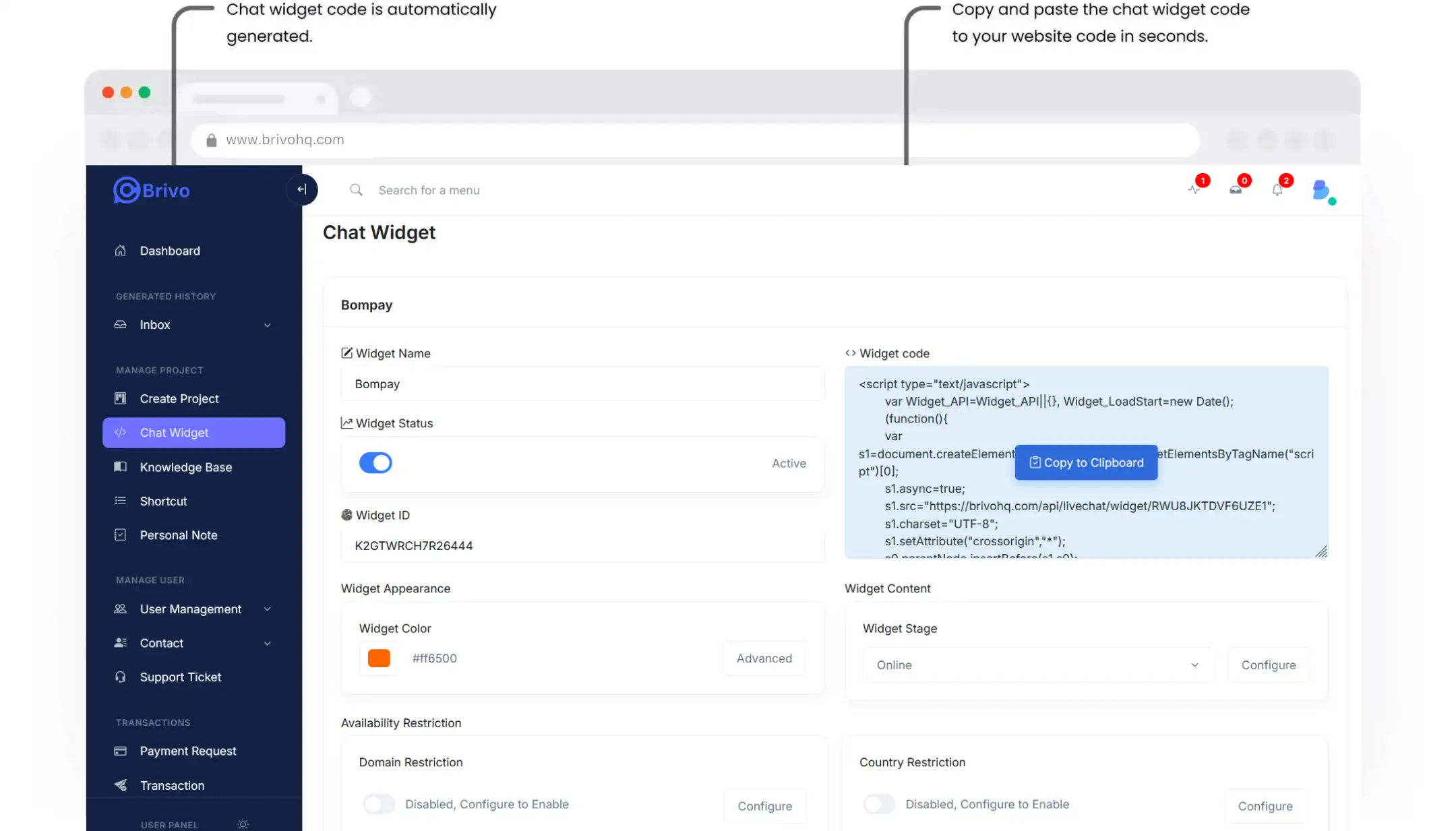 Integrate to website